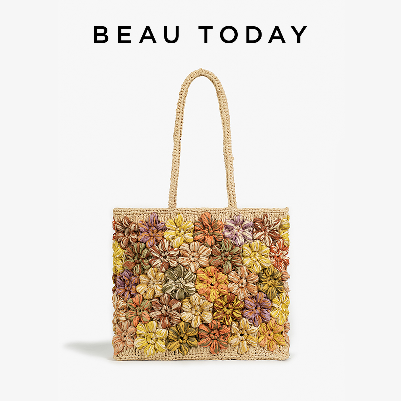 BEAUTODAY 토트 백 여성 라피아 혼합 색상 짠  - Women'S Raffia Bags 리뷰 및 가격