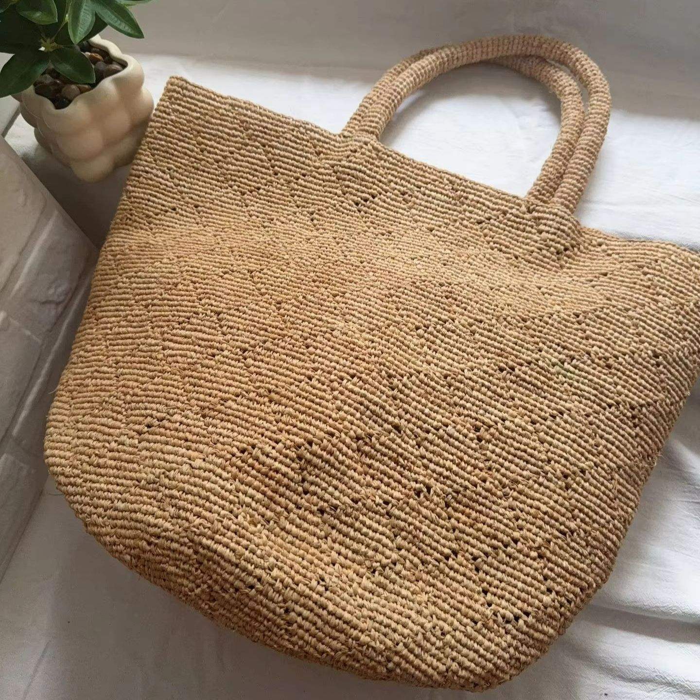 패션 스타일 인스 크로셰 핸드메이드 비치백 여성용 사각 - Women'S Raffia Bags 리뷰 및 가격