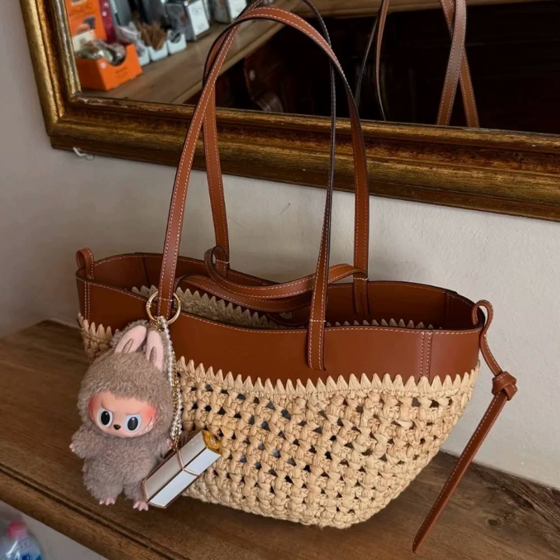 2026 여름 홀아웃 라피아 및 PU 가죽 데일리 백  - Women'S Raffia Bags 리뷰 및 가격